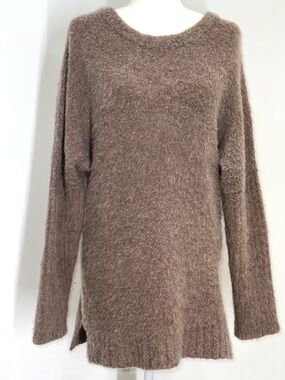Anthropologie Sleeping on Snow Fuzzy Knit Sweater Brown Cozy Soft Pullover Small